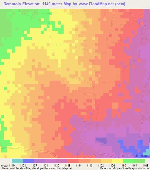 Rammola,Botswana Elevation Map