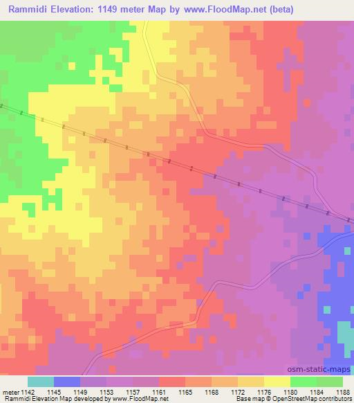 Rammidi,Botswana Elevation Map