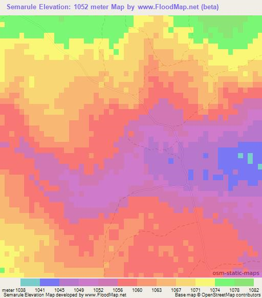 Semarule,Botswana Elevation Map
