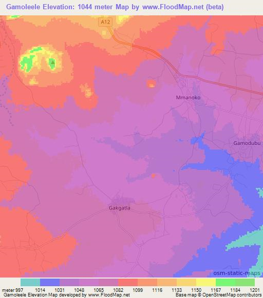 Gamoleele,Botswana Elevation Map