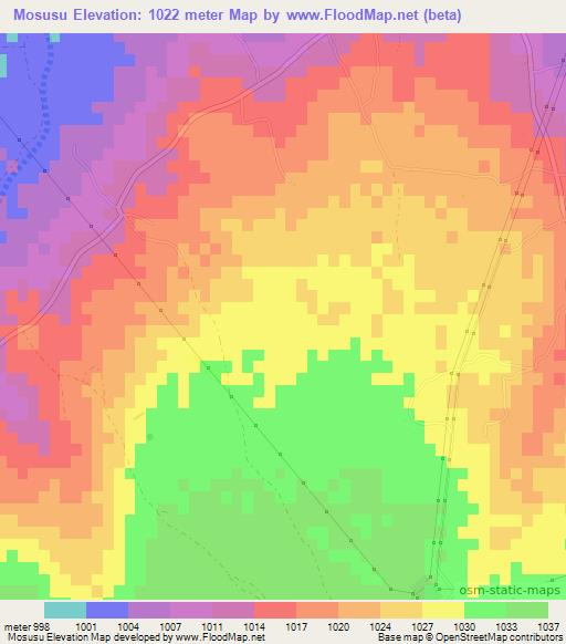 Mosusu,Botswana Elevation Map