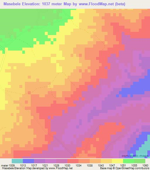 Masebele,Botswana Elevation Map