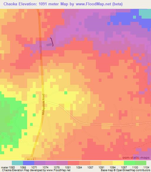 Chaoka,Botswana Elevation Map