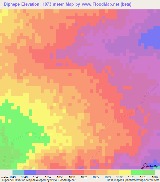 Diphepe,Botswana Elevation Map