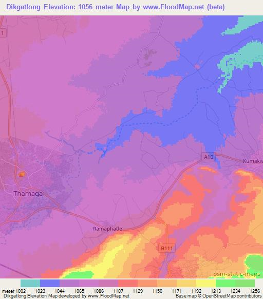 Dikgatlong,Botswana Elevation Map