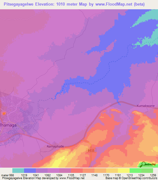 Pitsegayagelwe,Botswana Elevation Map