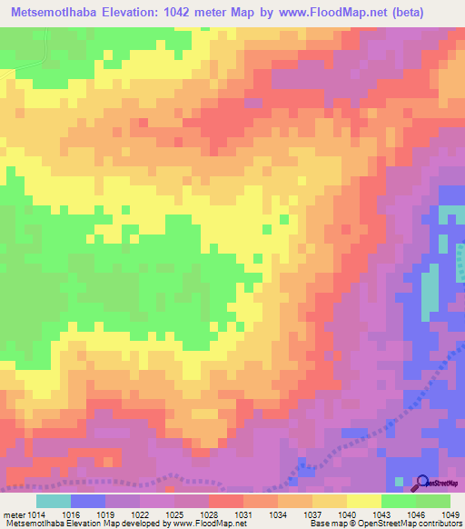 Metsemotlhaba,Botswana Elevation Map