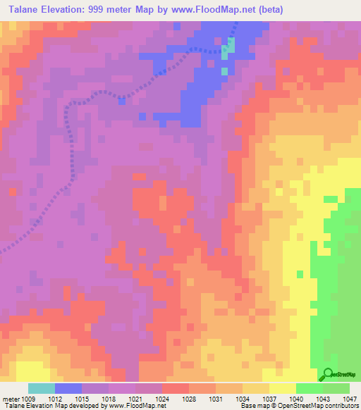 Talane,Botswana Elevation Map