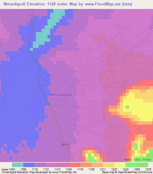 Mmankgodi,Botswana Elevation Map