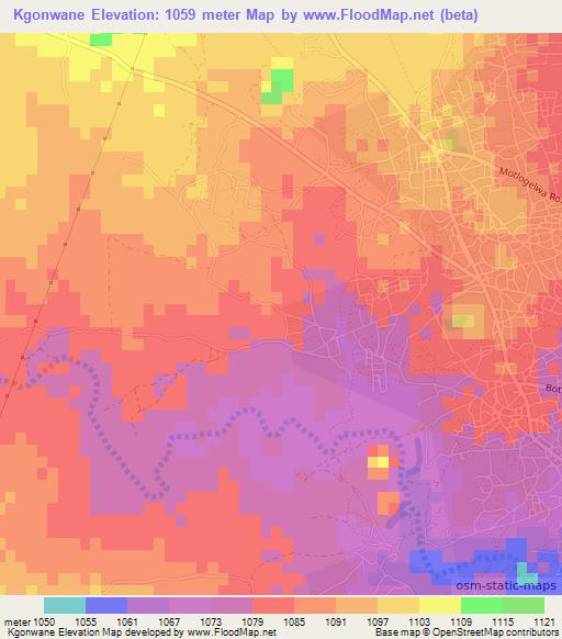 Kgonwane,Botswana Elevation Map