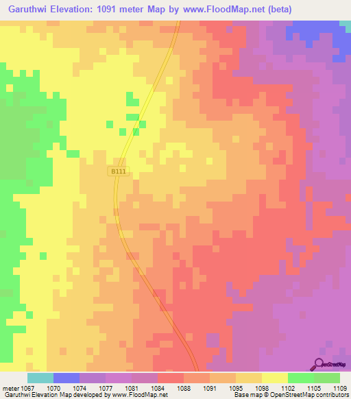 Garuthwi,Botswana Elevation Map