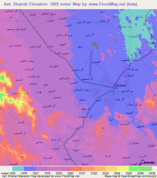 Ash Shatrah,Yemen Elevation Map