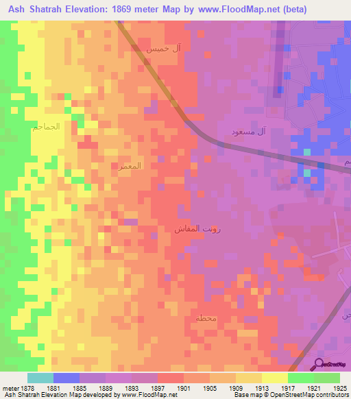 Ash Shatrah,Yemen Elevation Map