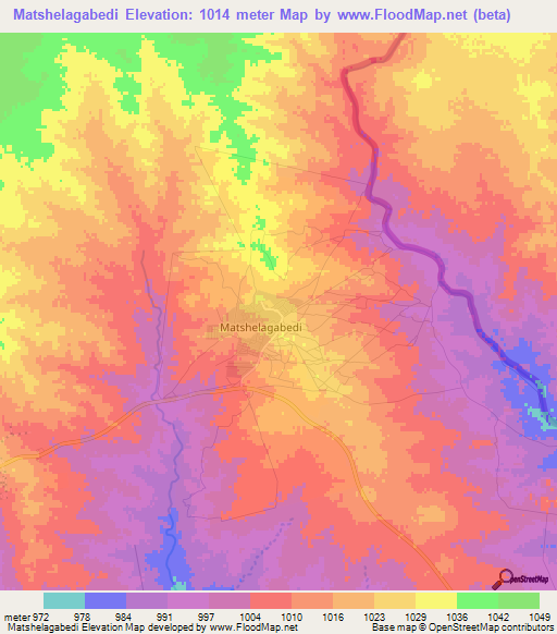Matshelagabedi,Botswana Elevation Map