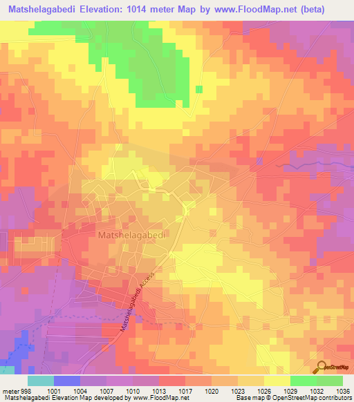Matshelagabedi,Botswana Elevation Map