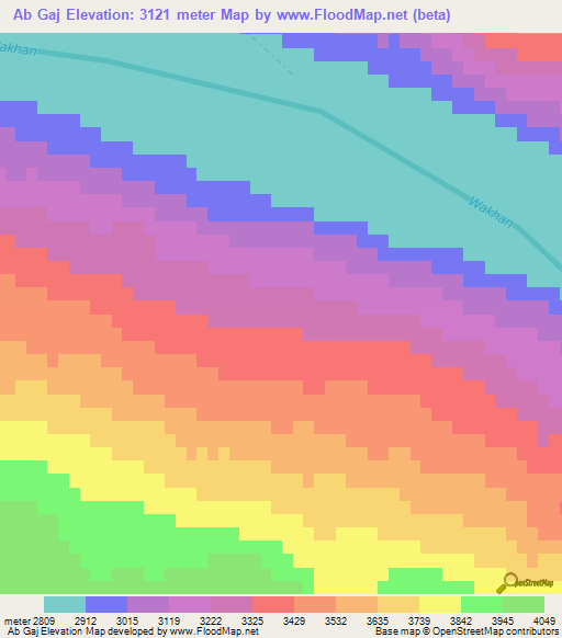 Ab Gaj,Afghanistan Elevation Map