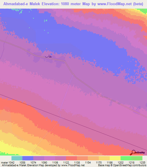 Ahmadabad-e Malek,Iran Elevation Map