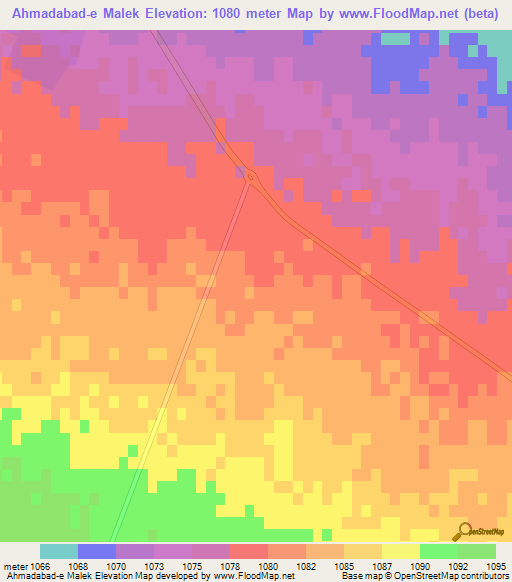 Ahmadabad-e Malek,Iran Elevation Map