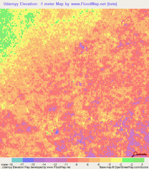 Udarnyy,Russia Elevation Map