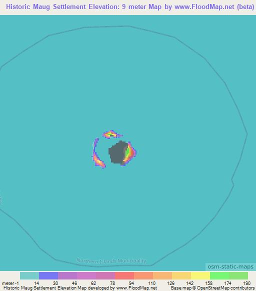 Historic Maug Settlement,Northern Mariana Islands Elevation Map