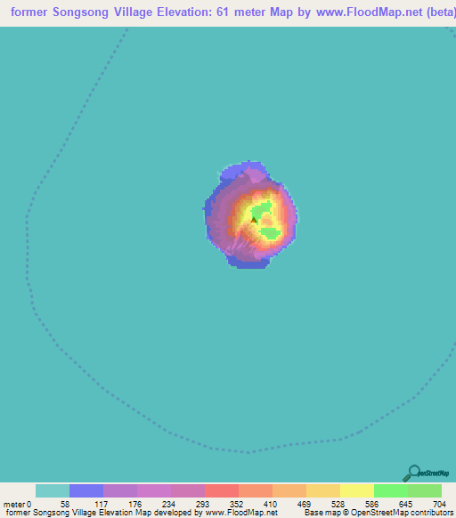 former Songsong Village,Northern Mariana Islands Elevation Map