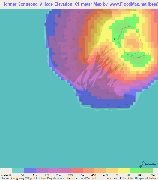 former Songsong Village,Northern Mariana Islands Elevation Map