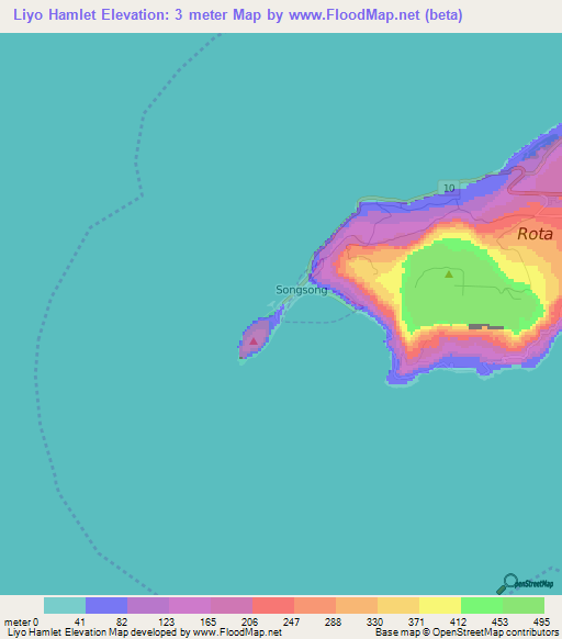 Liyo Hamlet,Northern Mariana Islands Elevation Map