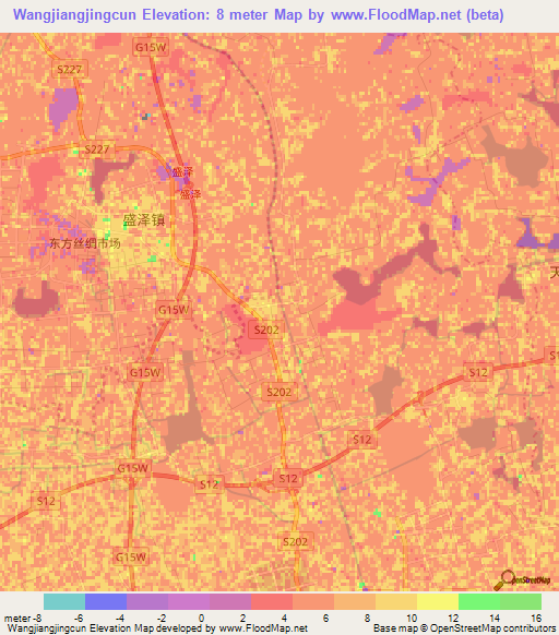 Wangjiangjingcun,China Elevation Map