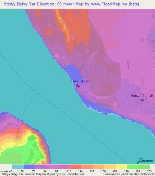 Staryy Belyy Yar,Russia Elevation Map