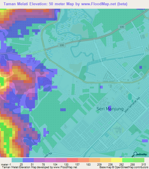 Taman Melati,Malaysia Elevation Map