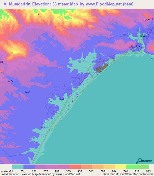 Al Mutadaririn,Yemen Elevation Map