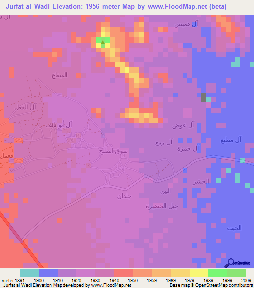 Jurfat al Wadi,Yemen Elevation Map