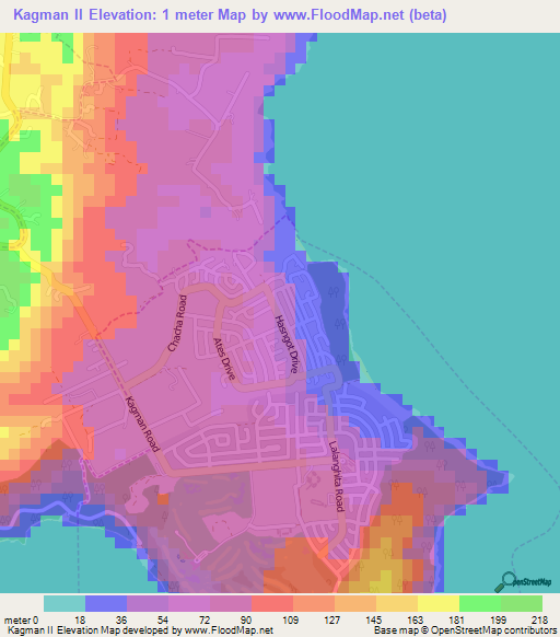 Kagman II,Northern Mariana Islands Elevation Map