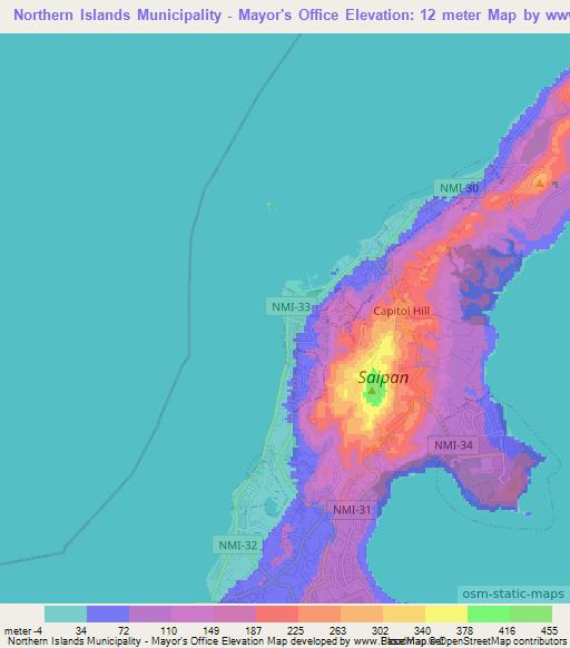 Northern Islands Municipality - Mayor's Office,Northern Mariana Islands Elevation Map