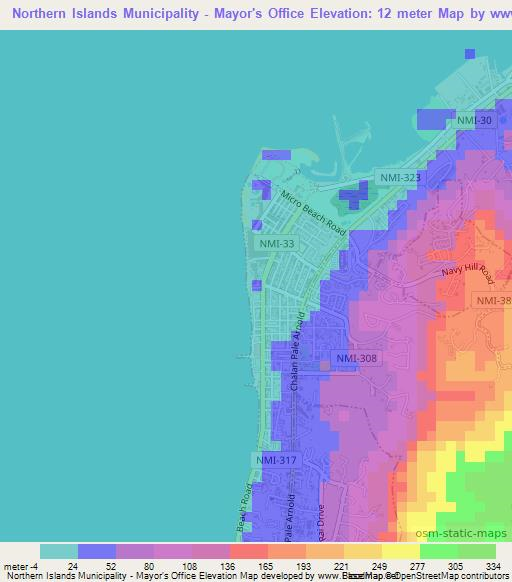 Northern Islands Municipality - Mayor's Office,Northern Mariana Islands Elevation Map