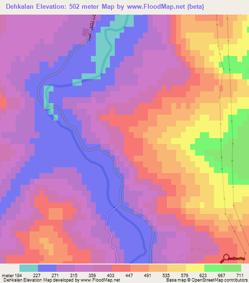 Dehkalan,Iran Elevation Map