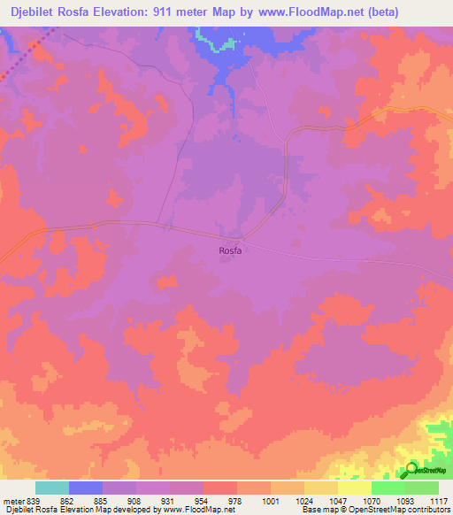 Djebilet Rosfa,Algeria Elevation Map