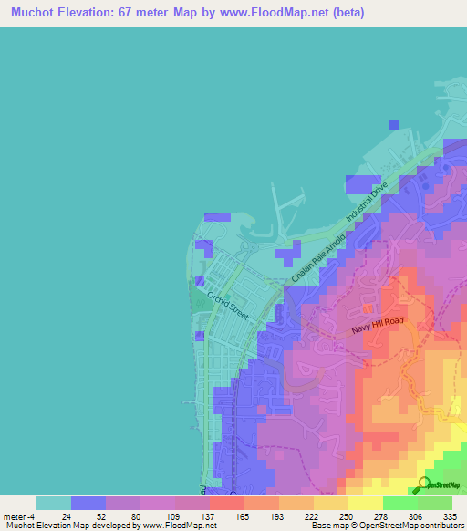 Muchot,Northern Mariana Islands Elevation Map