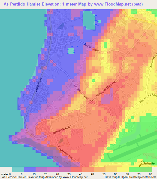 As Perdido Hamlet,Northern Mariana Islands Elevation Map