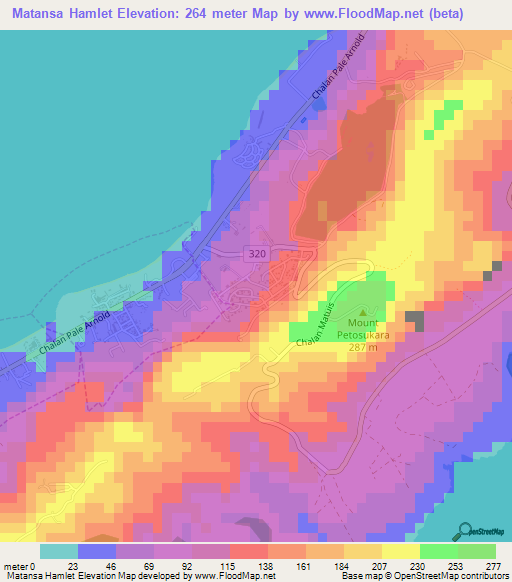 Matansa Hamlet,Northern Mariana Islands Elevation Map