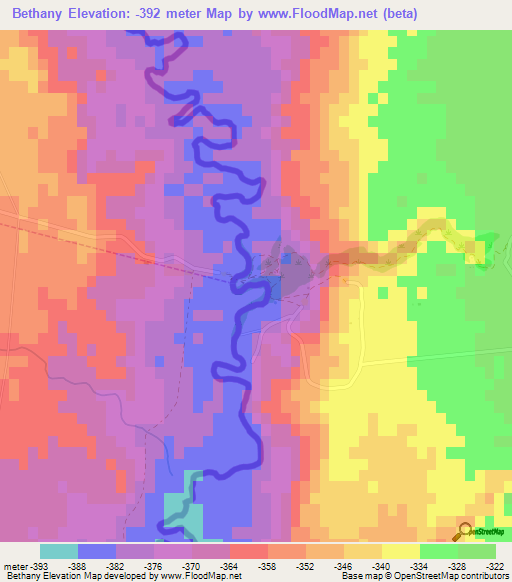 Bethany,Jordan Elevation Map