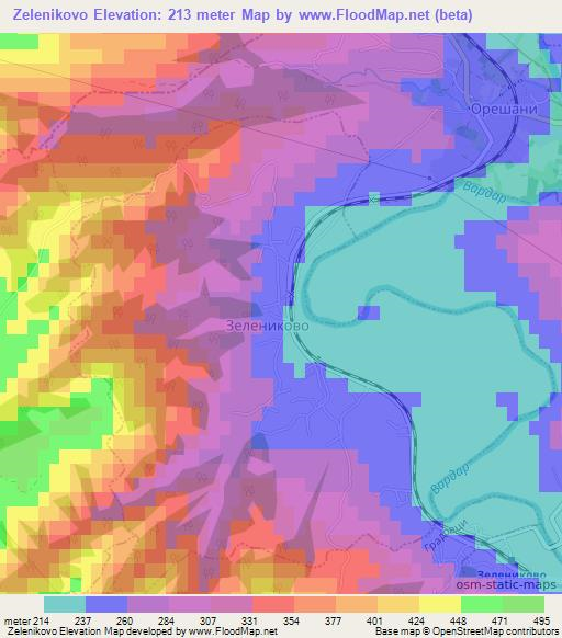 Zelenikovo,Macedonia Elevation Map