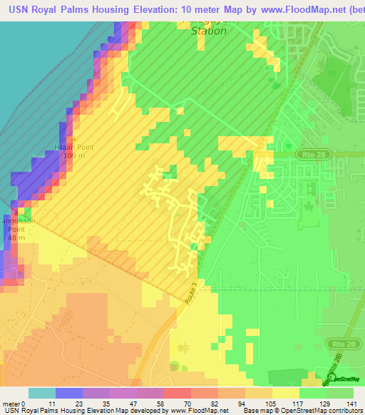 USN Royal Palms Housing,Guam Elevation Map
