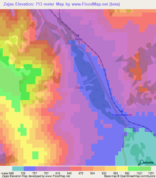 Zajas,Macedonia Elevation Map