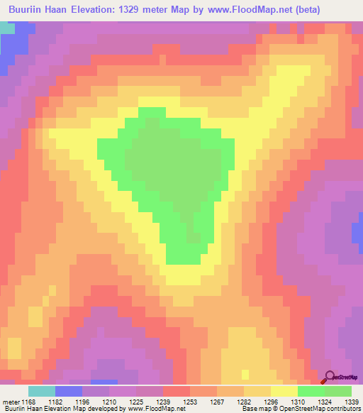 Buuriin Haan,Mongolia Elevation Map