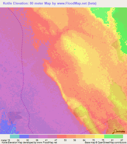 Kotile,Kenya Elevation Map