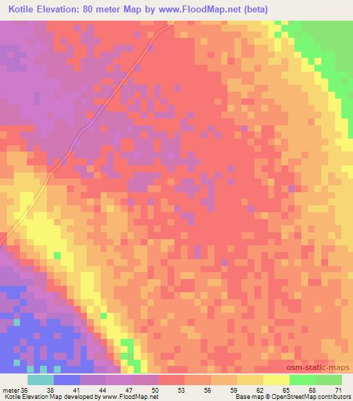Kotile,Kenya Elevation Map