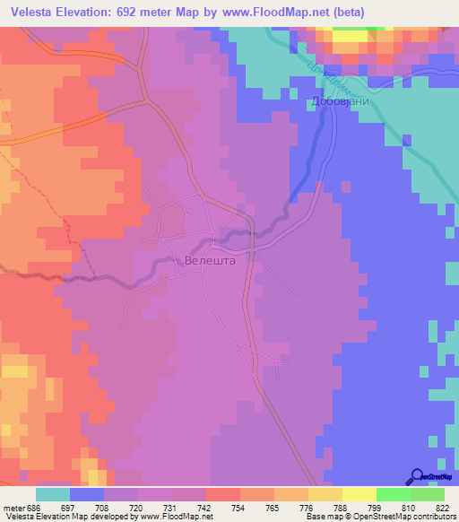Velesta,Macedonia Elevation Map