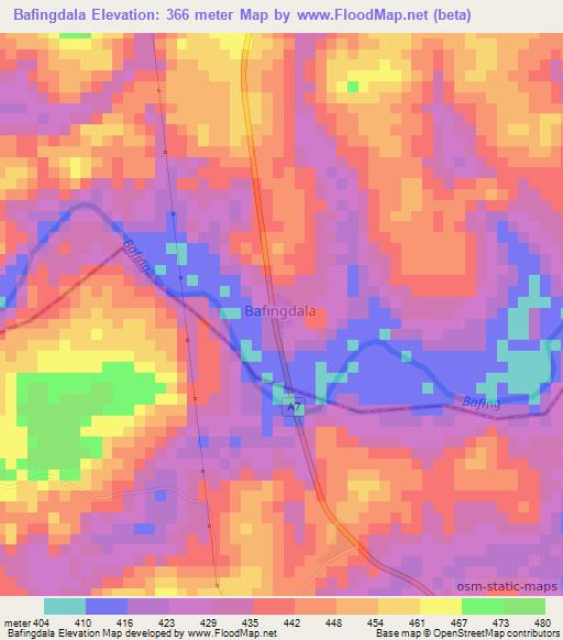 Bafingdala,Ivory Coast Elevation Map