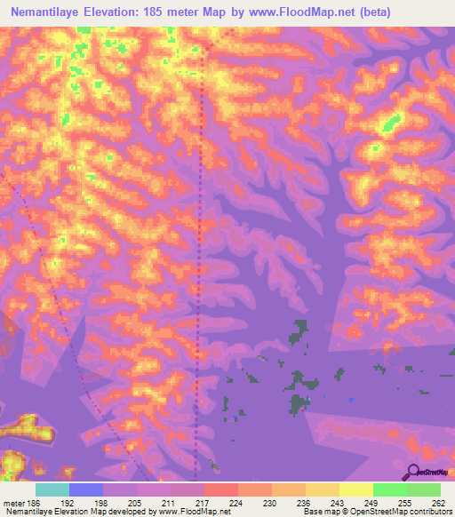 Nemantilaye,Ivory Coast Elevation Map